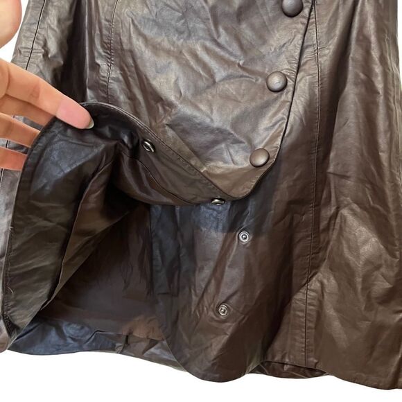 Zara S brown faux leather mini skirt snap closure small women’s EUC wrap - Picture 2 of 6